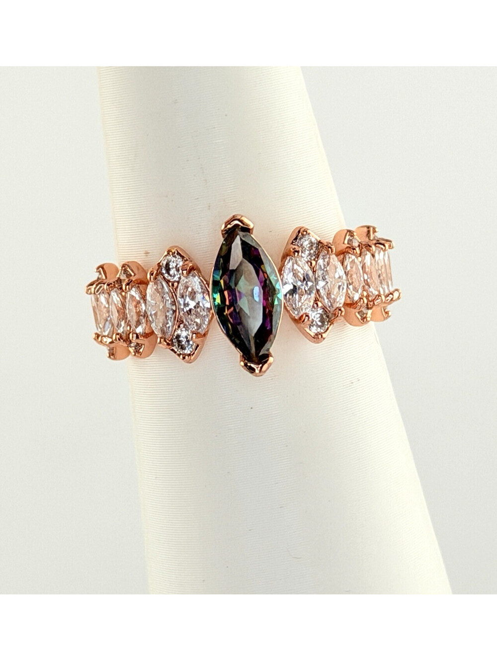 Bomb Party Sz 9 "Happier Than Ever" Rainbow Topaz on Rose Gold RBP5944 RETRO